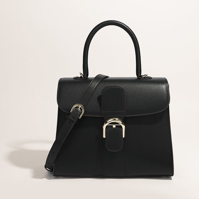 Women's Belgium Color Matching Cowhide Vachette Clasp Handbags