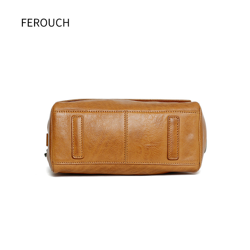 Women's Vegetable Tanned Leather Cowhide Vintage Motorcycle Handbags