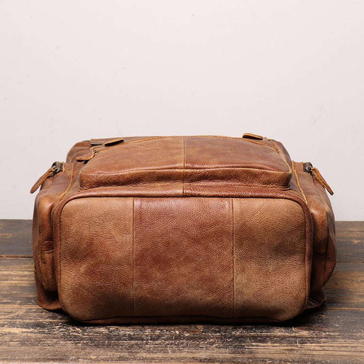 Women's & Men's & Retro Leather Cowhide Computer Matte Backpacks