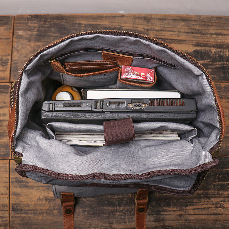 Women's & Men's & Retro Leather Cowhide Computer Matte Backpacks
