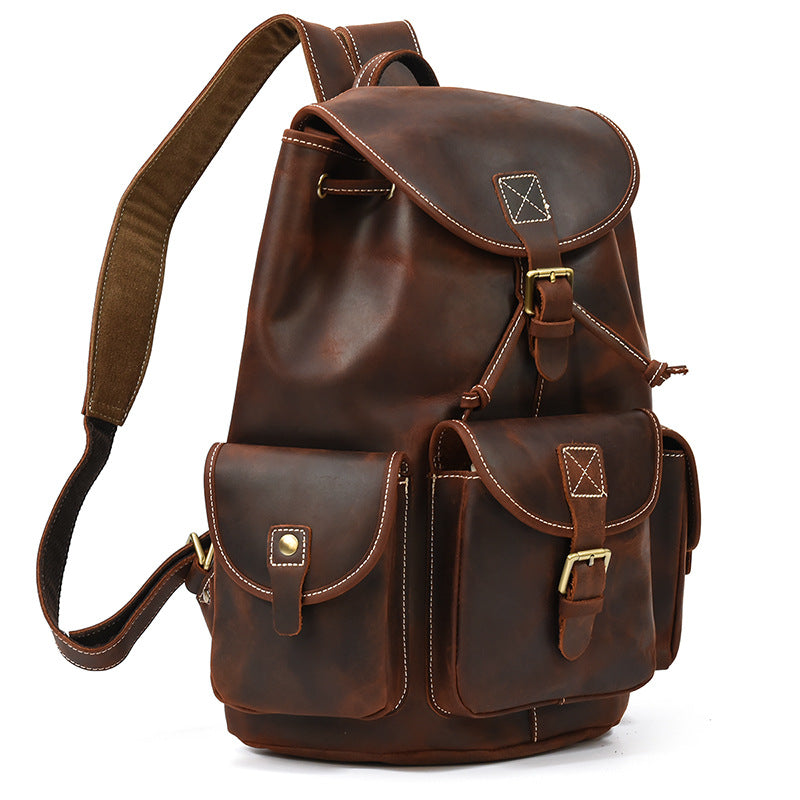 Men's Retro Crazy Horse Fashion Can Hold Backpacks