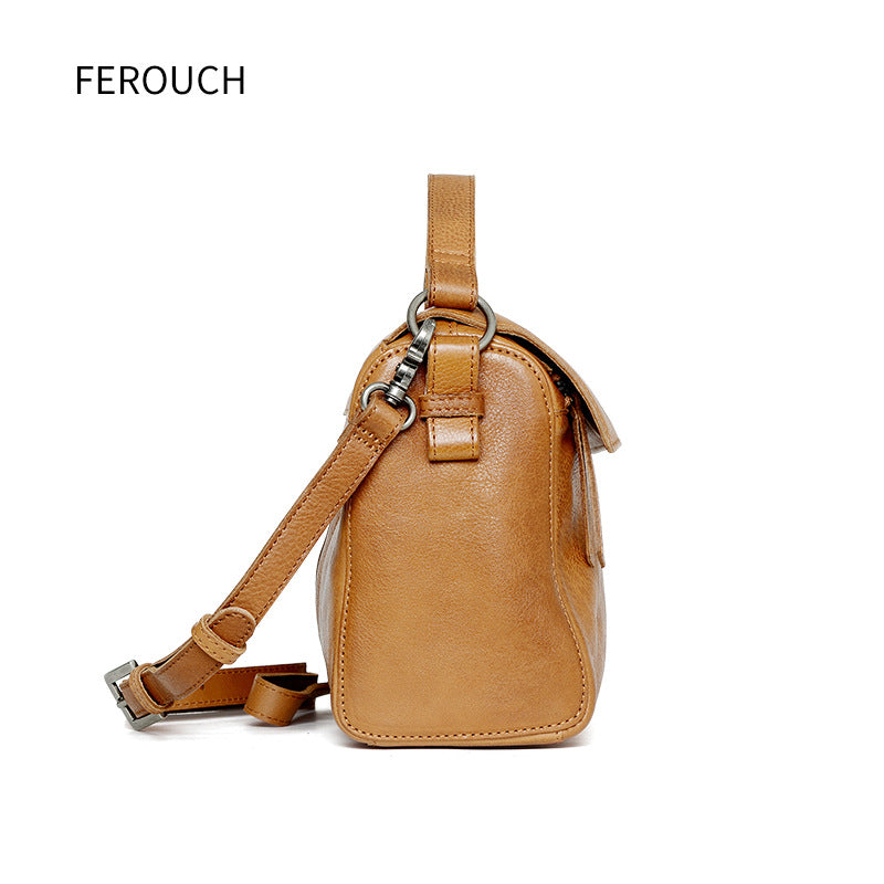 Women's Vegetable Tanned Leather Cowhide Vintage Motorcycle Handbags