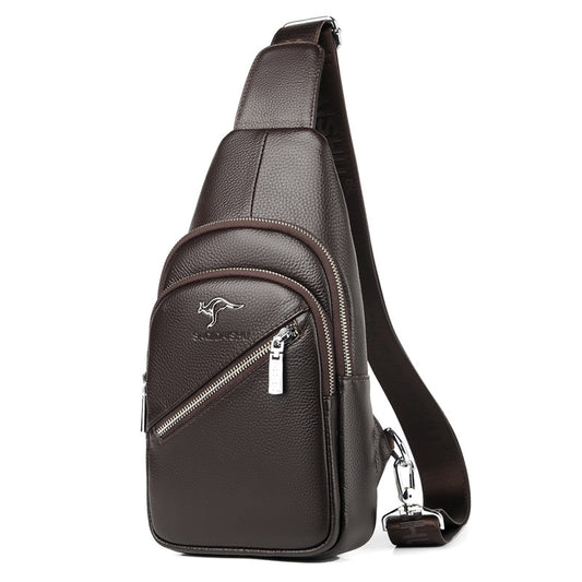 Men's Kangaroo Leather Business First Layer Cowhide Men's Chest Bags