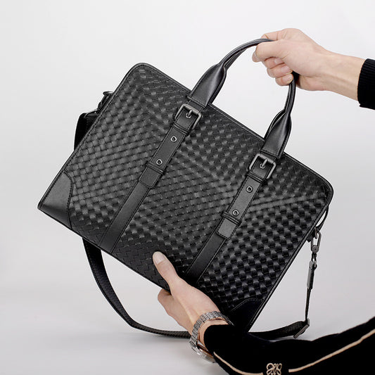 Elegant Men's Classic Business Hand-held Woven Men's Handbags