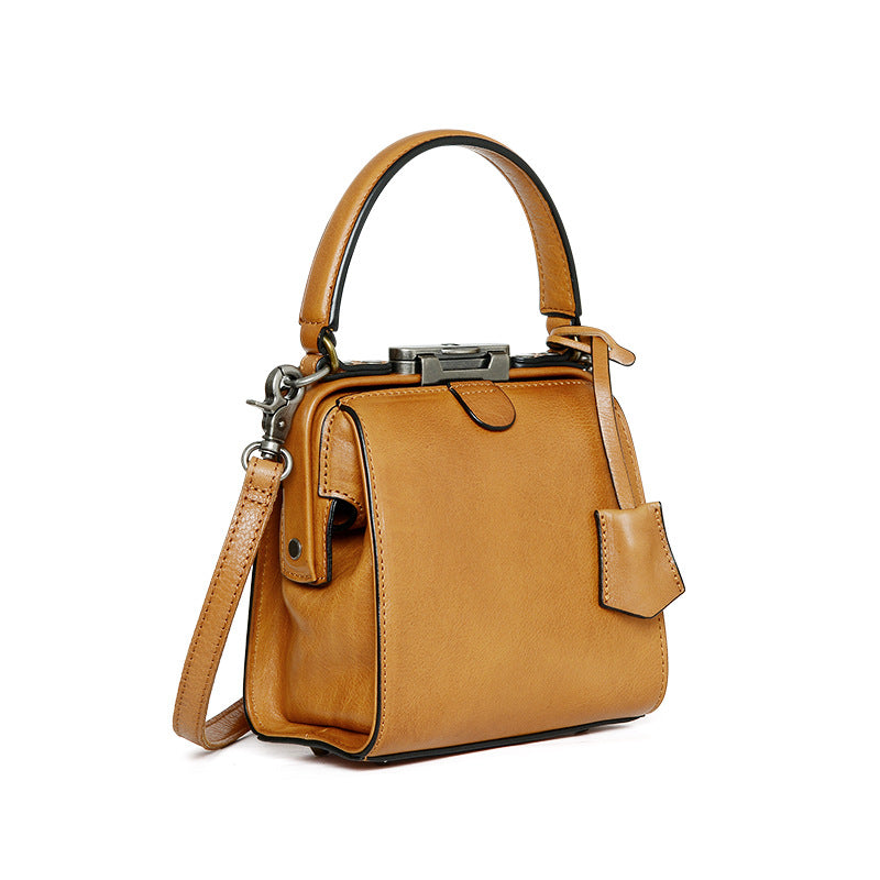Women's Genuine Leather Layer Cowhide Vintage Doctor Shoulder Bags