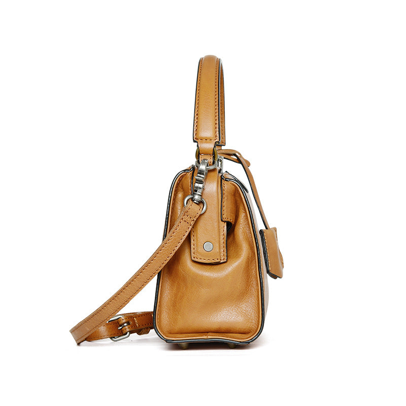 Women's Genuine Leather Layer Cowhide Vintage Doctor Shoulder Bags