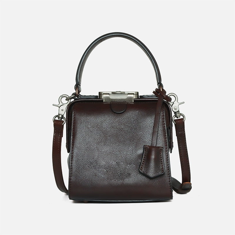 Women's Genuine Leather Layer Cowhide Vintage Doctor Shoulder Bags