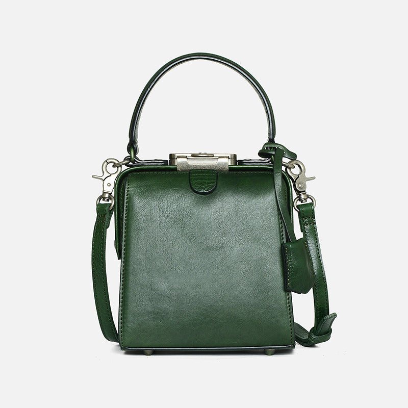 Women's Genuine Leather Layer Cowhide Vintage Doctor Shoulder Bags