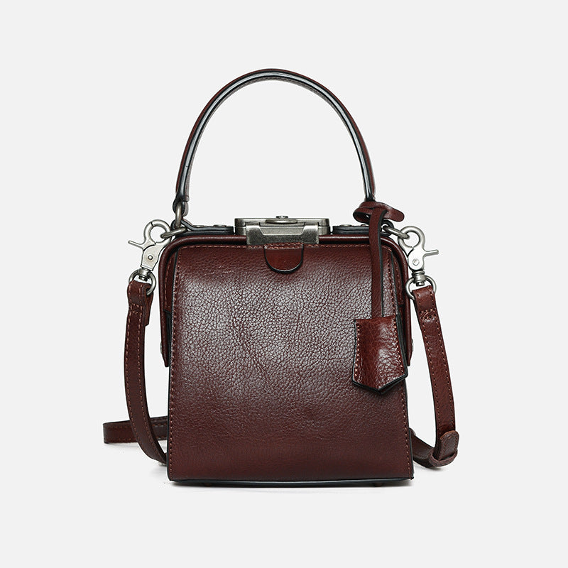 Women's Genuine Leather Layer Cowhide Vintage Doctor Shoulder Bags