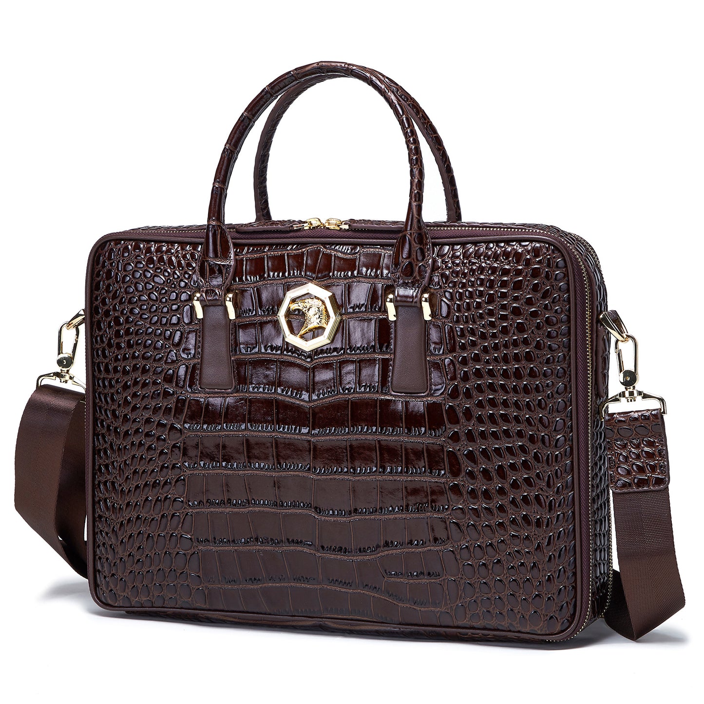 Men's Cowhide Leather Genuine Business Alligator Print Men's Briefcases