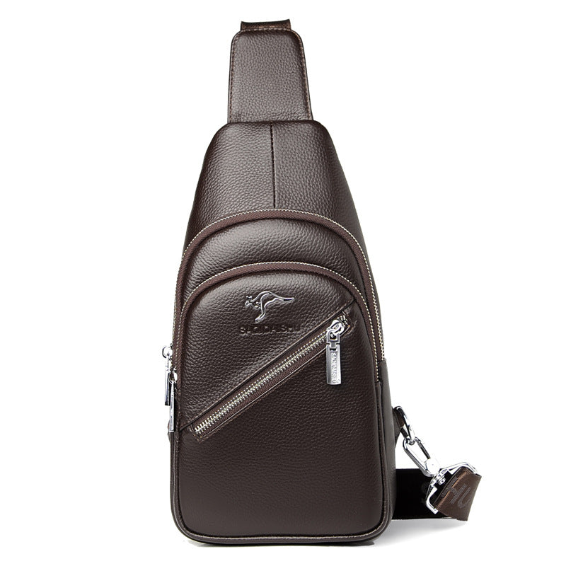 Men's Kangaroo Leather Business First Layer Cowhide Men's Chest Bags