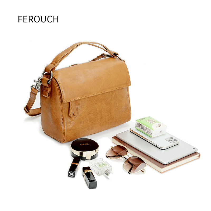 Women's Vegetable Tanned Leather Cowhide Vintage Motorcycle Handbags