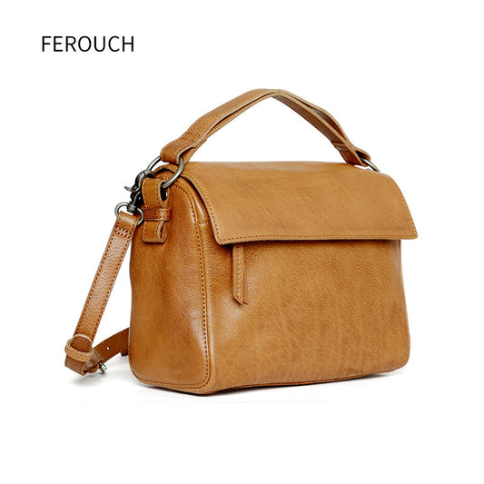Women's Vegetable Tanned Leather Cowhide Vintage Motorcycle Handbags