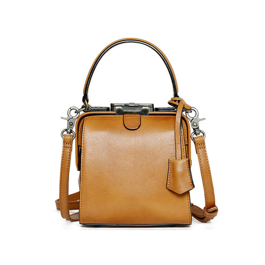 Women's Genuine Leather Layer Cowhide Vintage Doctor Shoulder Bags