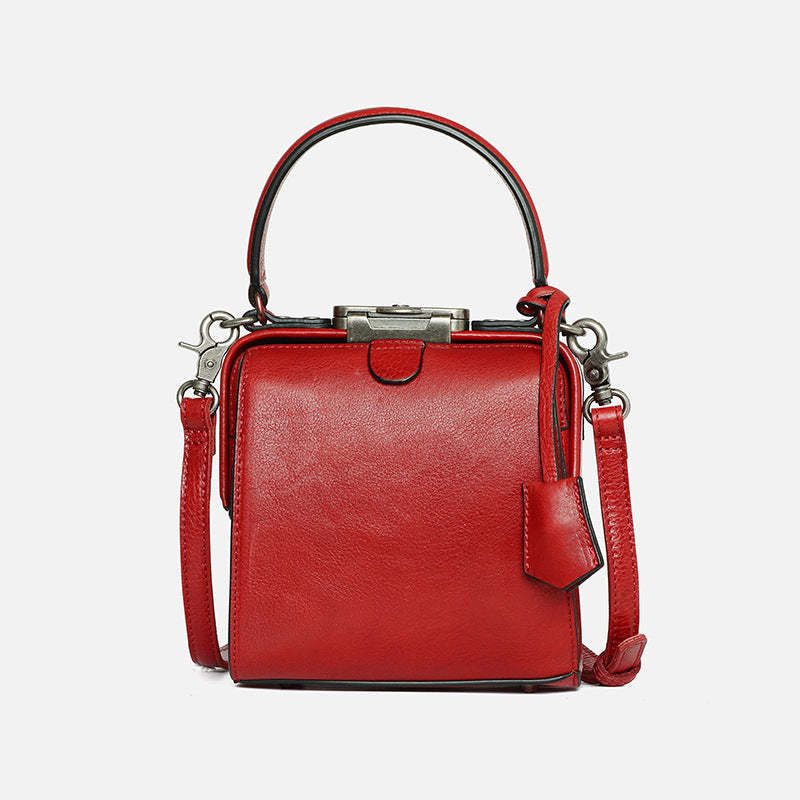 Women's Genuine Leather Layer Cowhide Vintage Doctor Shoulder Bags