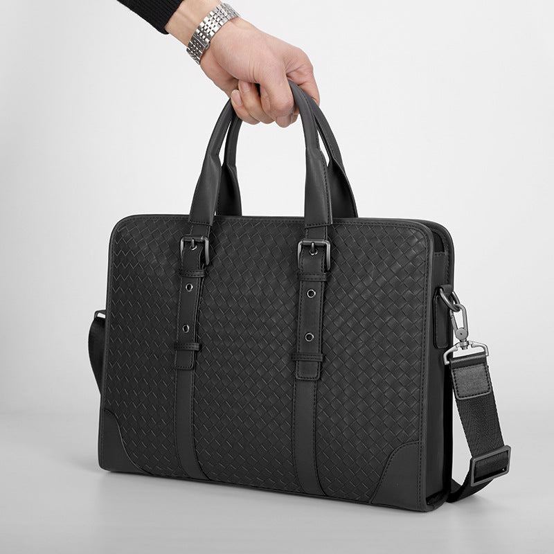Elegant Men's Classic Business Hand-held Woven Men's Handbags