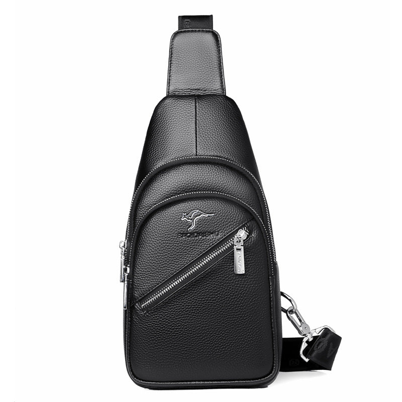 Men's Kangaroo Leather Business First Layer Cowhide Men's Chest Bags