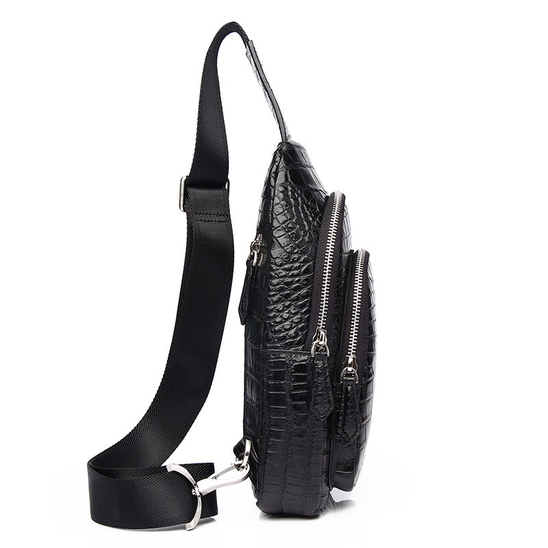 Men's Crocodile Belly Pattern First Layer Cowhide Men's Chest Bags