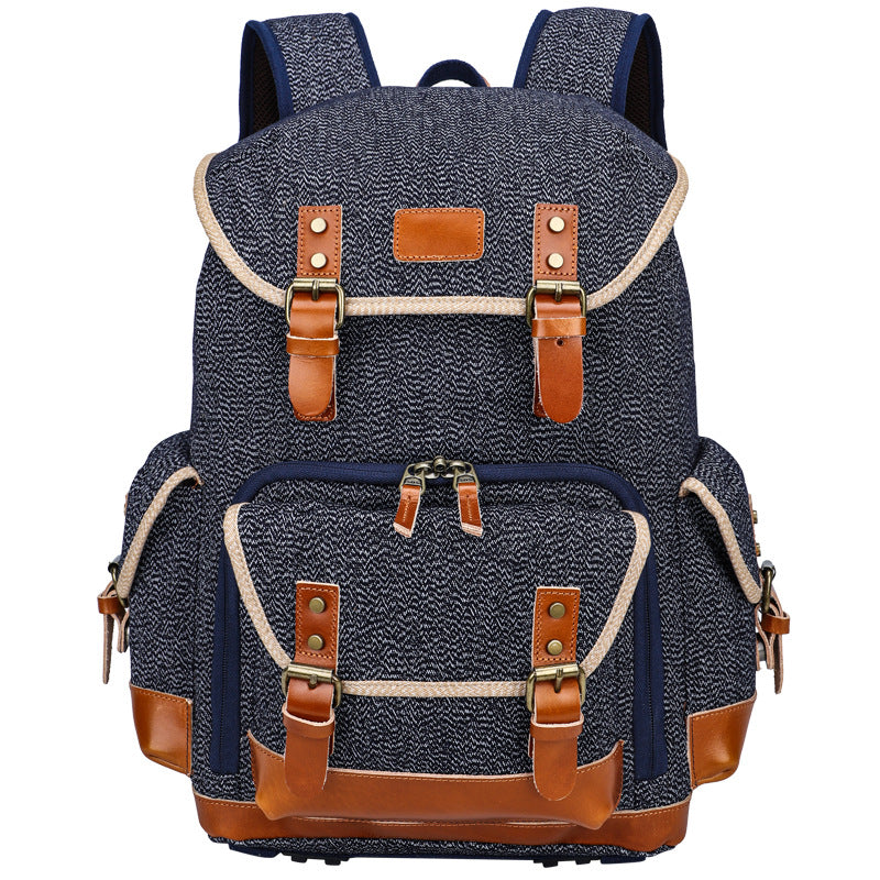 C. Cotton Retro Lens Waterproof Stitching First Layer Bags
