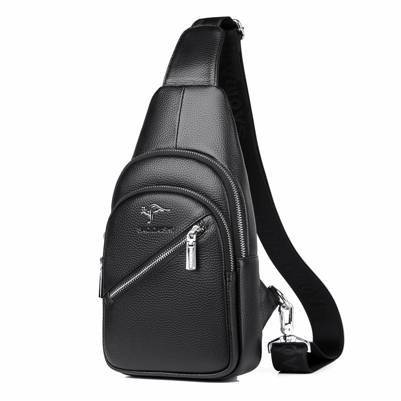 Men's Kangaroo Leather Business First Layer Cowhide Men's Chest Bags