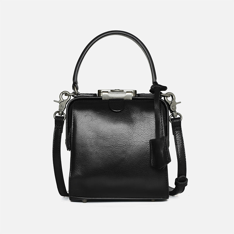 Women's Genuine Leather Layer Cowhide Vintage Doctor Shoulder Bags
