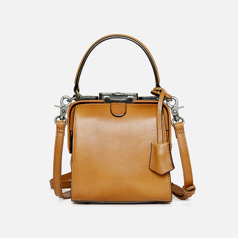Women's Genuine Leather Layer Cowhide Vintage Doctor Shoulder Bags