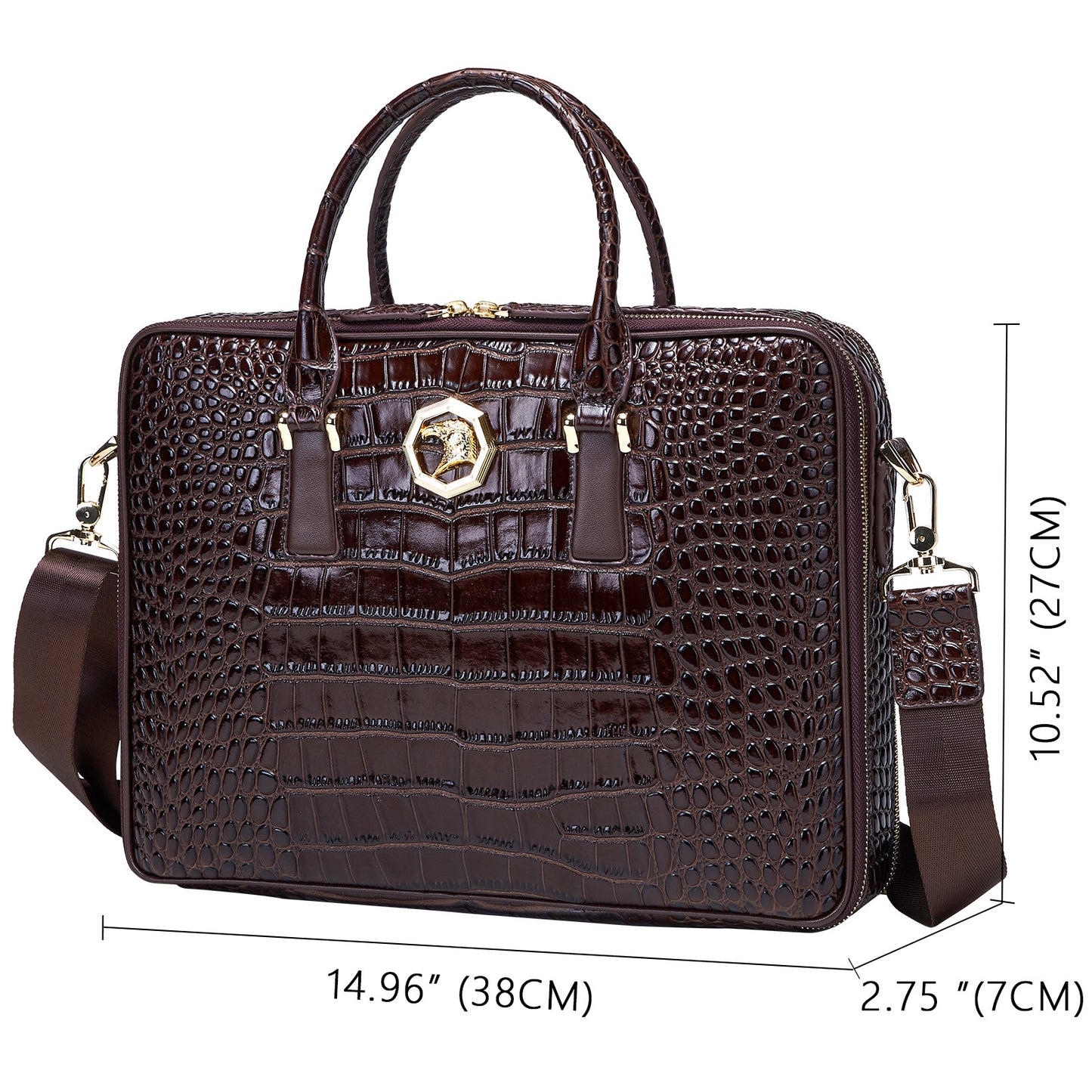 Men's Cowhide Leather Genuine Business Alligator Print Men's Briefcases