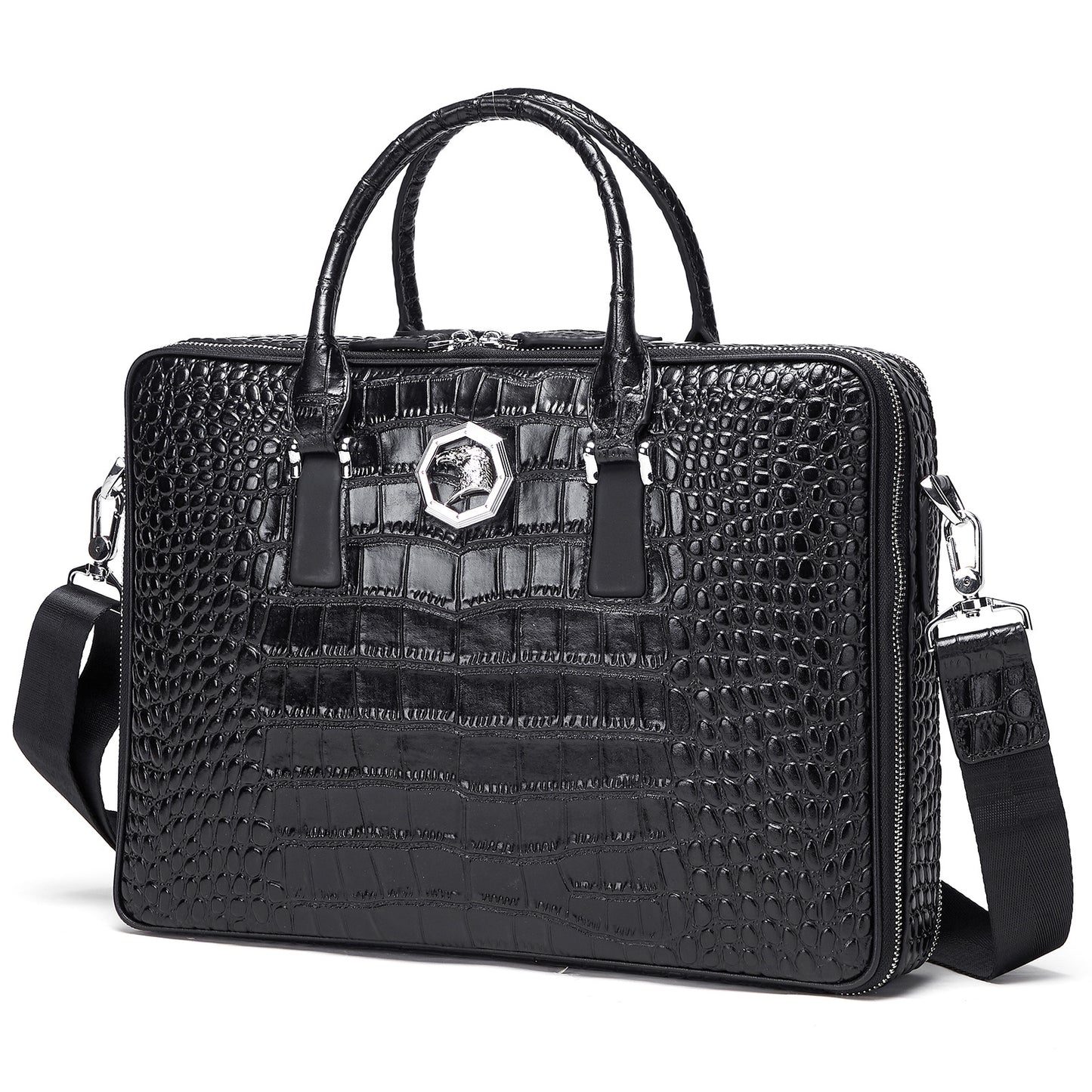 Men's Cowhide Leather Genuine Business Alligator Print Men's Briefcases