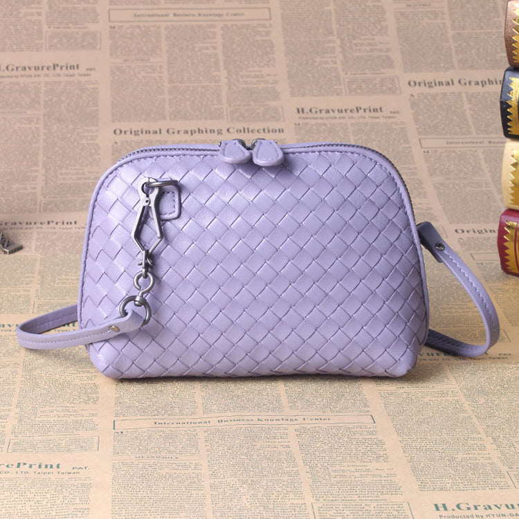 Women's Leisure Fashion Genuine Leather Handmade Woven Cosmetic Bags