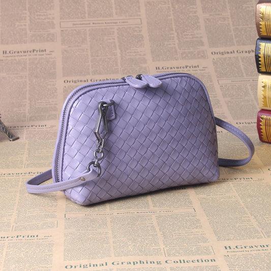 Women's Leisure Fashion Genuine Leather Handmade Woven Cosmetic Bags