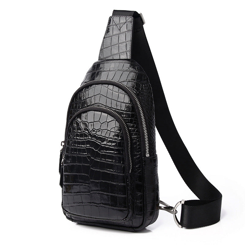 Men's Crocodile Belly Pattern First Layer Cowhide Men's Chest Bags