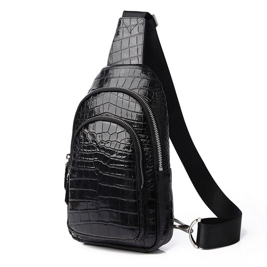 Men's Crocodile Belly Pattern First Layer Cowhide Men's Chest Bags