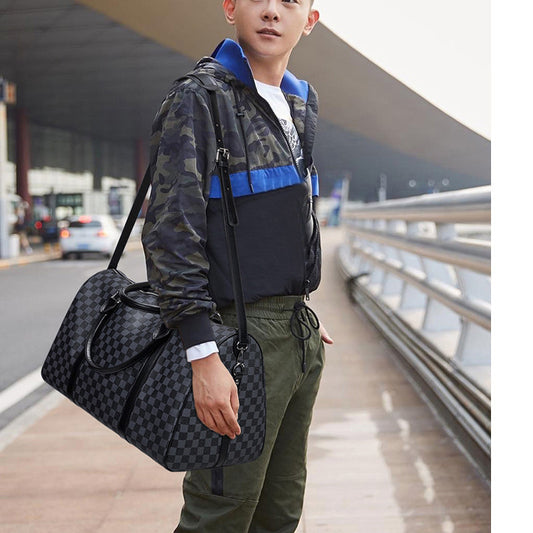 Men's Waterproof Portable Large Capacity Fashion Leather Travel Bags