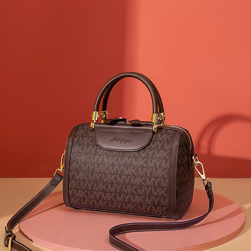 Women's Printed Boston Wide Strap Simple Pillow Handbags