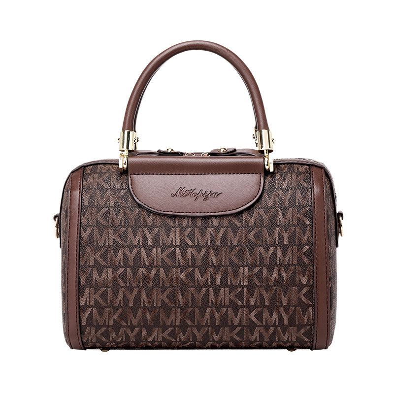 Women's Printed Boston Wide Strap Simple Pillow Handbags
