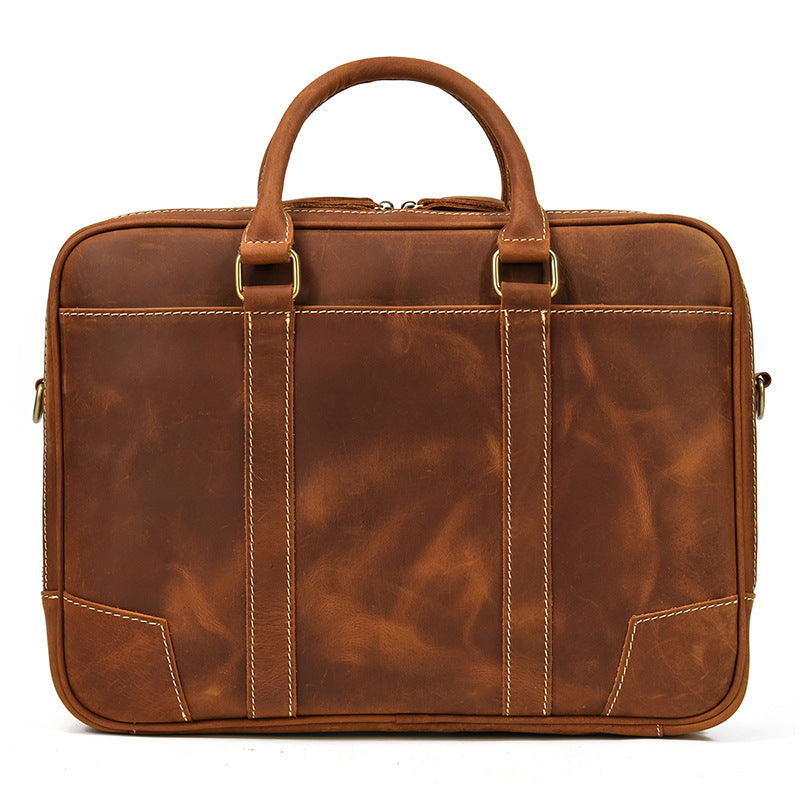 Leather Inch Cowhide Crazy Horse Business Men's Briefcases