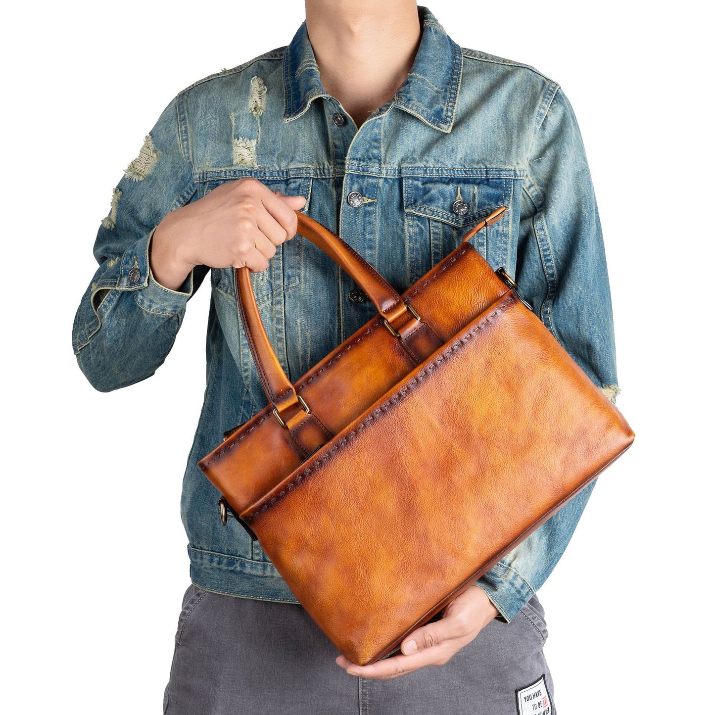 Men's Listing First Layer Vegetable Tanning Cowhide Men's Briefcases