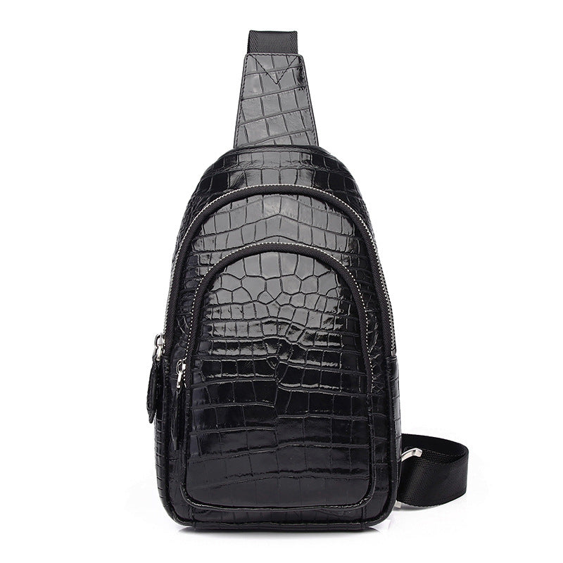 Men's Crocodile Belly Pattern First Layer Cowhide Men's Chest Bags