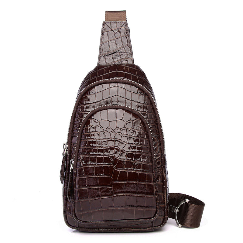 Men's Crocodile Belly Pattern First Layer Cowhide Men's Chest Bags