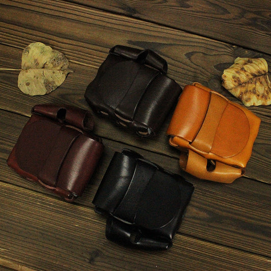 Men's Vegetable Tanned Leather Lighter Italy Vintage Men's Waist Packs