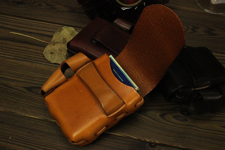 Men's Vegetable Tanned Leather Lighter Italy Vintage Men's Waist Packs