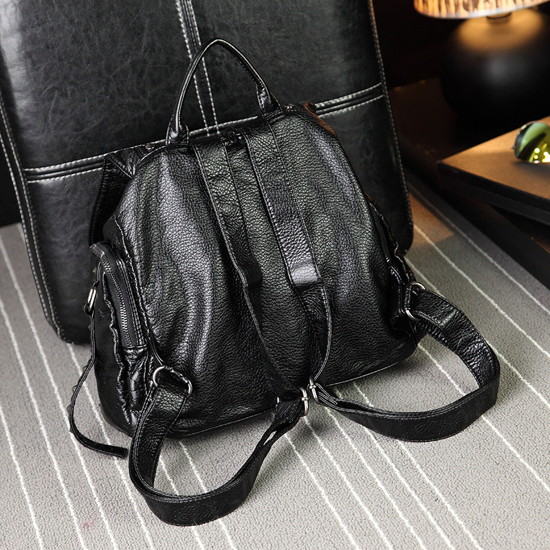 Women's Rivet Fashion Washed Leather Trendy Backpacks