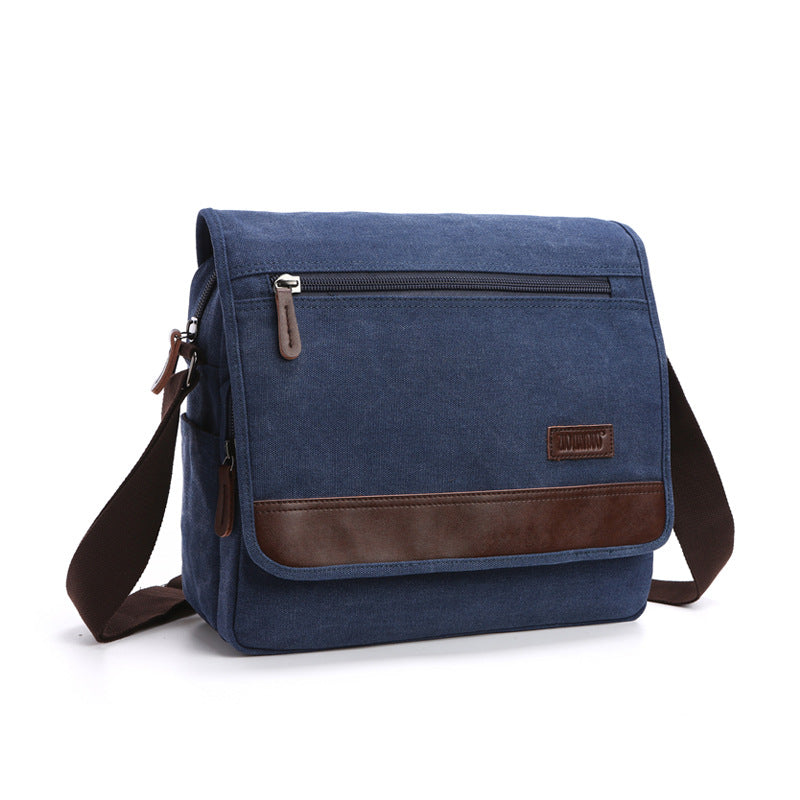 Men's Fashion Solid Color Canvas Korean Men's Messenger Bags