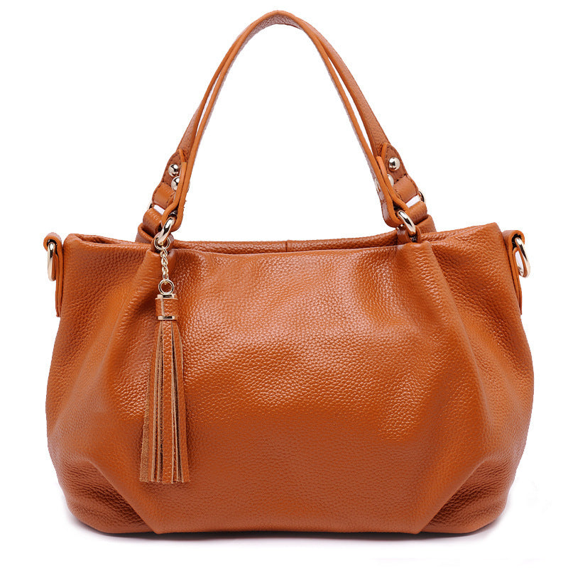 Women's Style Fashionable Portable Top Layer Cowhide Elegant Bucket Bags