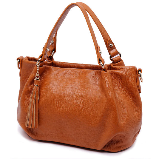 Women's Style Fashionable Portable Top Layer Cowhide Elegant Bucket Bags