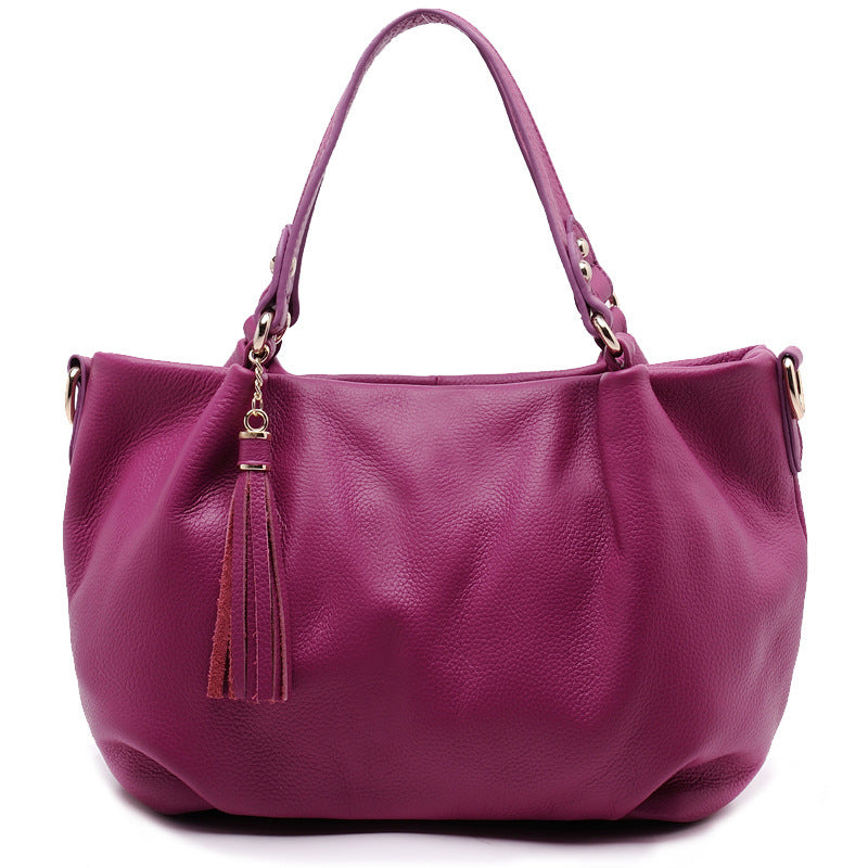 Women's Style Fashionable Portable Top Layer Cowhide Elegant Bucket Bags