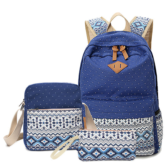 Women's Canvas Ethnic Style Pencil Three-piece Set Bags