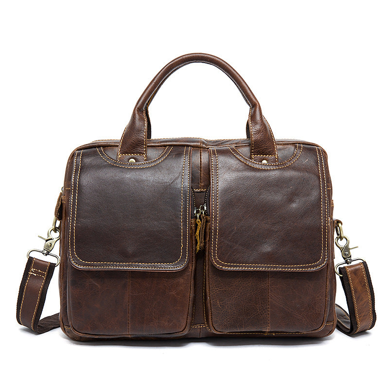 Men's Retro Top Layer Cowhide Leather Portable Bags