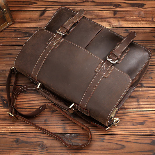 Men's Leather Retro Crazy Horse Portable Business Men's Shoulder Bags