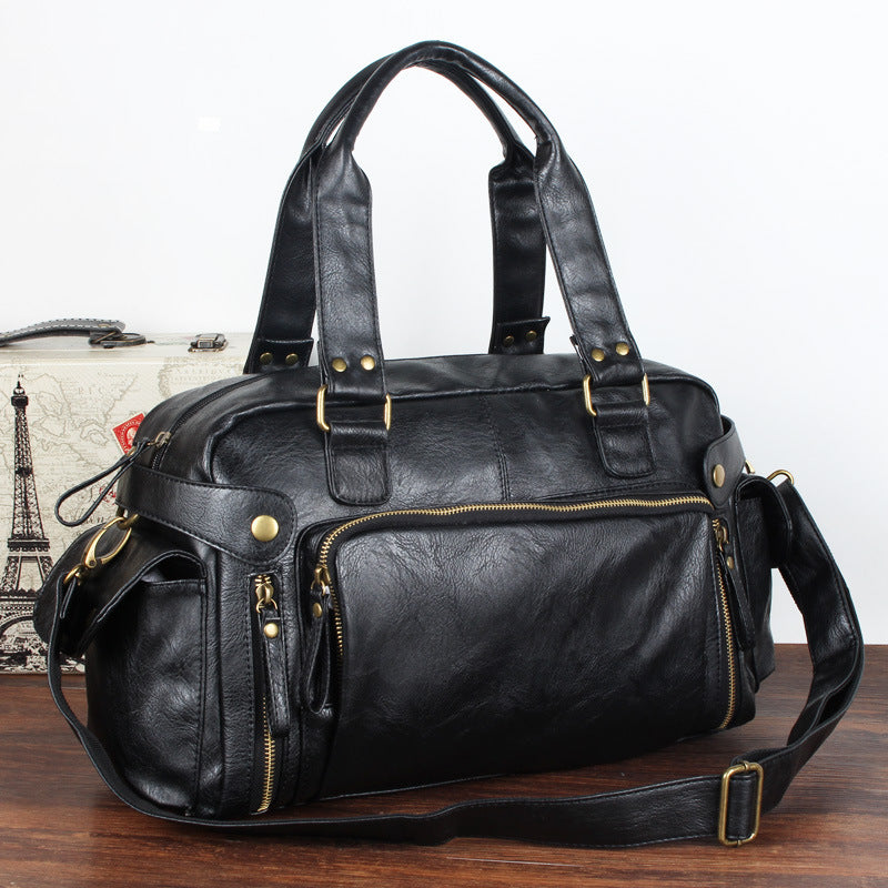 Men's Leather Korean Big Trendy Fashion Men's Handbags